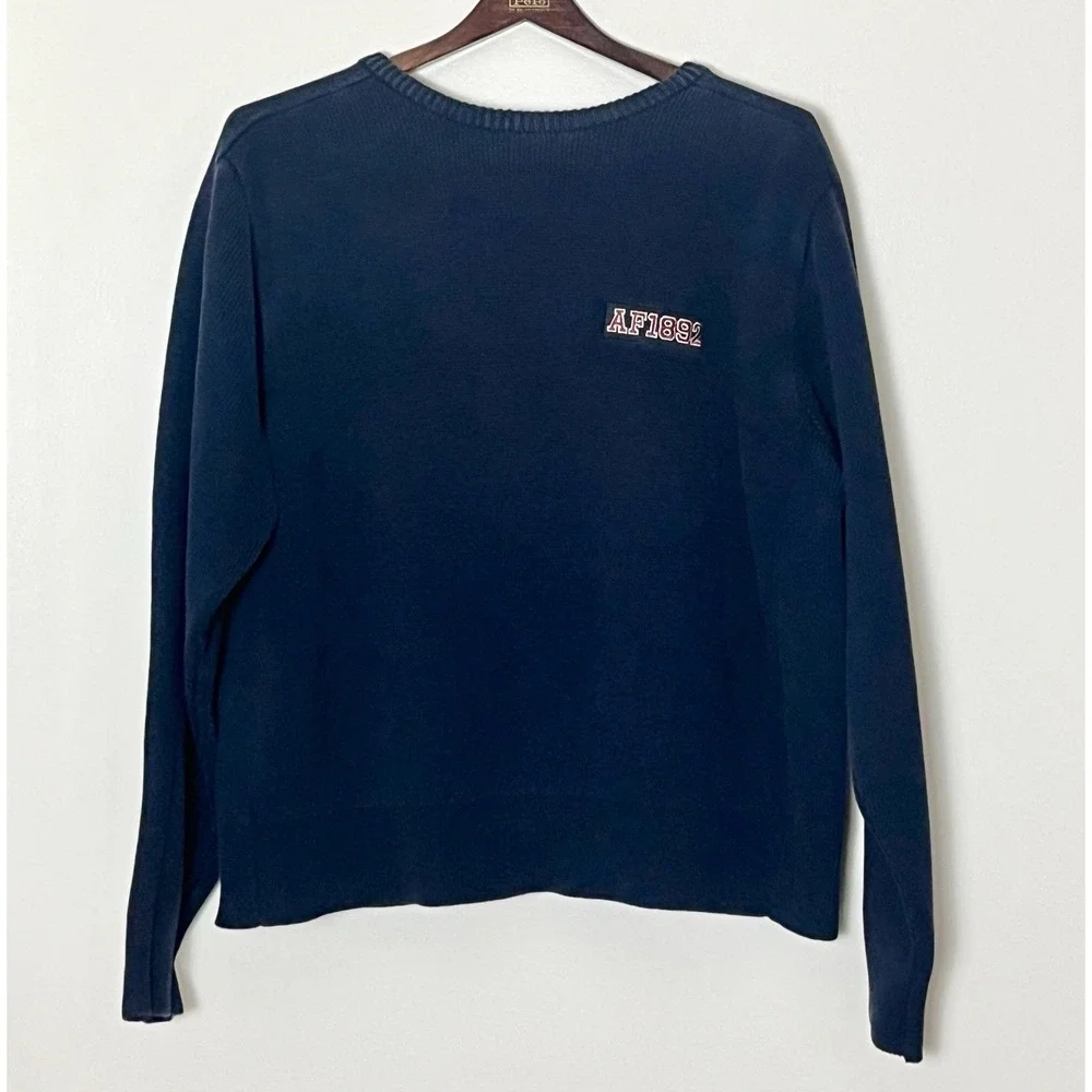Vintage Abercrombie & Fitch Sweater Boys Large Navy Blue Heavyweight Preppy Y2K‎